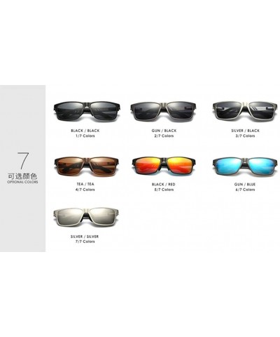 Rectangular Polarized Sunglasses Driving Photosensitive Glasses 100% UV protection - Black/Red - CG18SS92CQW $16.37