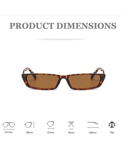 Rectangular Vintage Rectangle Small Frame Sunglasses Fashion Designer Square Shades for Women - Brown - CY18G0RZG95 $13.60