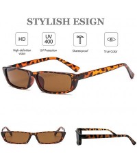 Rectangular Vintage Rectangle Small Frame Sunglasses Fashion Designer Square Shades for Women - Brown - CY18G0RZG95 $13.60