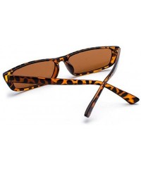 Rectangular Vintage Rectangle Small Frame Sunglasses Fashion Designer Square Shades for Women - Brown - CY18G0RZG95 $13.60