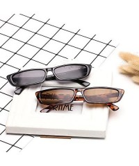 Rectangular Vintage Rectangle Small Frame Sunglasses Fashion Designer Square Shades for Women - Brown - CY18G0RZG95 $13.60