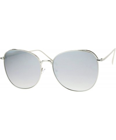 Butterfly Womens Color Mirrored Minimal Thin Metal Large Butterfly Sunglasses - Silver Mirror - CH12N4Z0A6K $23.66