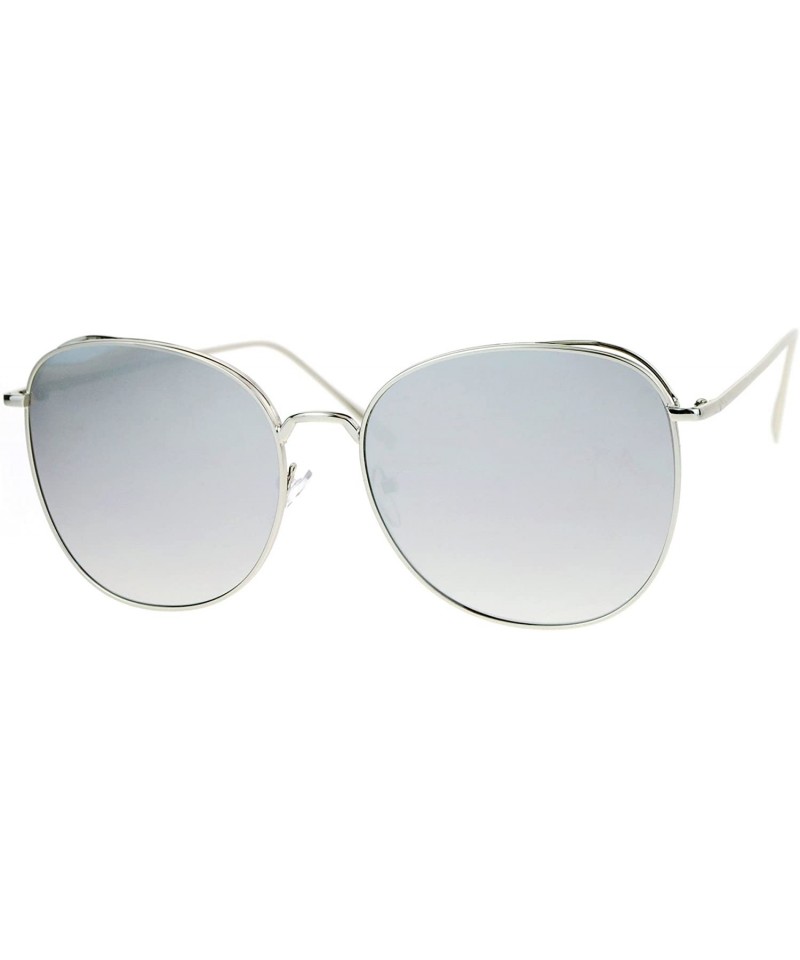 Butterfly Womens Color Mirrored Minimal Thin Metal Large Butterfly Sunglasses - Silver Mirror - CH12N4Z0A6K $15.45