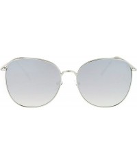 Butterfly Womens Color Mirrored Minimal Thin Metal Large Butterfly Sunglasses - Silver Mirror - CH12N4Z0A6K $15.45