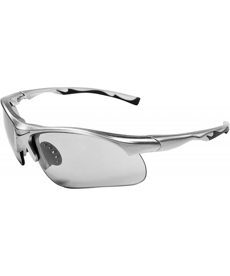 Wrap Sunglasses JM12 Sports Wrap for Baseball - Softball - Cycling-Golf TR90 Frame - Silver & Smoke - CX116DSMKZD $23.54