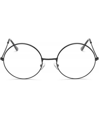 Round Unisex Fashion Classic Gold Metal Frame Glasses Women Classical Vintage Style Optical Round Reading - Black - CG197Y66N...