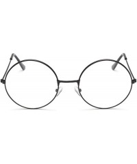 Round Unisex Fashion Classic Gold Metal Frame Glasses Women Classical Vintage Style Optical Round Reading - Black - CG197Y66N...