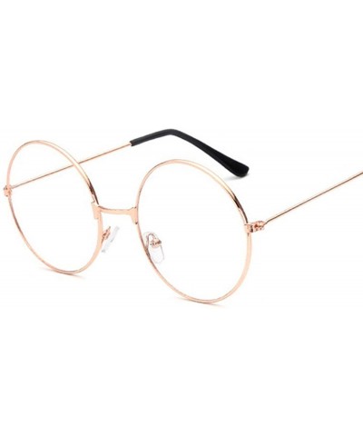 Round Unisex Fashion Classic Gold Metal Frame Glasses Women Classical Vintage Style Optical Round Reading - Black - CG197Y66N...