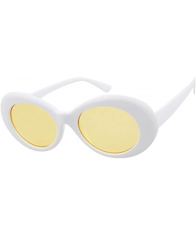 Aviator Sunglasses Retro Vintage Unisex Sunglasses Rapper Oval Shades Grunge Glasses - A - C918H3UC8EE $15.23