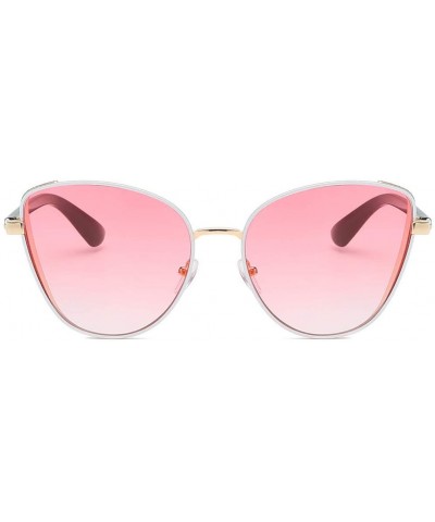 Rectangular Women's Fashion Cat Eye Shade Sunglasses Integrated Stripe Vintage Glasses Luxury Accessory (Pink) - Pink - CX195...