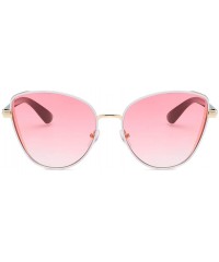 Rectangular Women's Fashion Cat Eye Shade Sunglasses Integrated Stripe Vintage Glasses Luxury Accessory (Pink) - Pink - CX195...