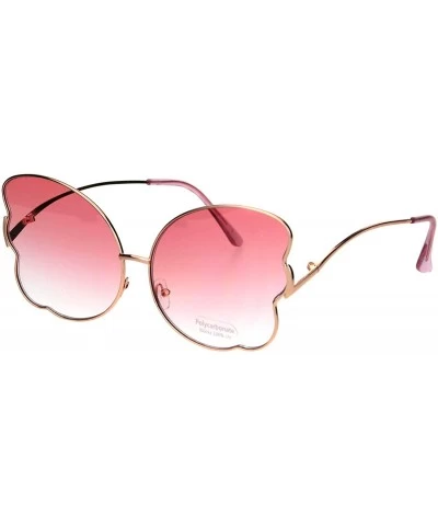 Butterfly Womens Butterfly Frame Sunglasses Gradient Color Lens Curved Temple - Gold (Pink) - C918QSA95H5 $19.74