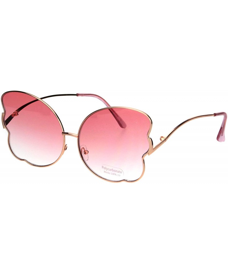 Butterfly Womens Butterfly Frame Sunglasses Gradient Color Lens Curved Temple - Gold (Pink) - C918QSA95H5 $8.42