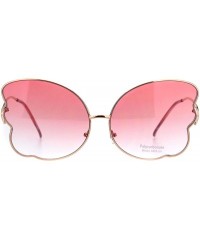 Butterfly Womens Butterfly Frame Sunglasses Gradient Color Lens Curved Temple - Gold (Pink) - C918QSA95H5 $8.42