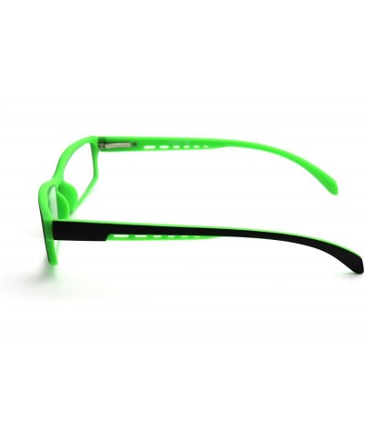 Rectangular Soft Matte Black w/ 2 Tone Reading Glasses Spring Hinge 0.74 Oz - Matte Black Green - CZ12C215KPL $35.57