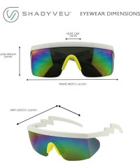Goggle Semi Rimless Neon Rainbow Sunglasses Mirrored Lens UV Protection 80s Retro Rave Shades Crooked ZigZag Bolt Arm - CG18W...