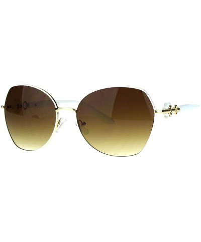 Square Womens Fashion Sunglasses Fan Shape Designer Decor Shades UV 400 - White - CP185USRGZO $10.05