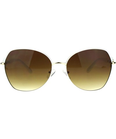 Square Womens Fashion Sunglasses Fan Shape Designer Decor Shades UV 400 - White - CP185USRGZO $10.05