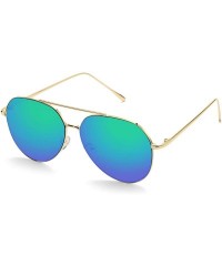 Oversized Aviator Mirrored Flat Lens Sunglasses Metal Frame for Men and Women UV400 - 62mm - Gold/Green Mirror - CH18OYYM4SN ...