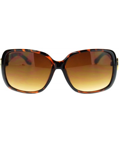 Butterfly Womens Gold Lion Coin Emblem Hinge Rectangular Butterfly Sunglasses - Tortoise Brown - C611NV5C1QJ $12.01