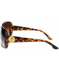 Butterfly Womens Gold Lion Coin Emblem Hinge Rectangular Butterfly Sunglasses - Tortoise Brown - C611NV5C1QJ $12.01