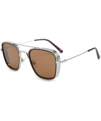 Aviator Square Frame Sunglasses Trendy Glasses for Women Superstar - Silvertea - CP18AY2HURO $17.53