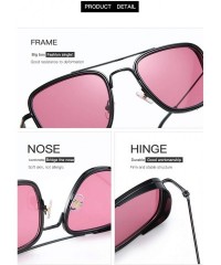 Aviator Square Frame Sunglasses Trendy Glasses for Women Superstar - Silvertea - CP18AY2HURO $10.66