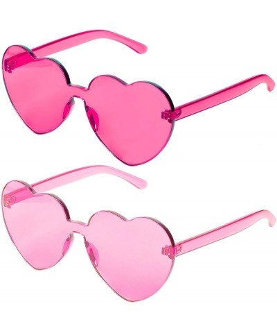 Rimless Heart Shaped Sunglasses Rimless Heart Transparent Colored Glasses - Hot Pink- Light Pink - CV196SY87O9 $9.34