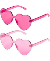 Rimless Heart Shaped Sunglasses Rimless Heart Transparent Colored Glasses - Hot Pink- Light Pink - CV196SY87O9 $9.34