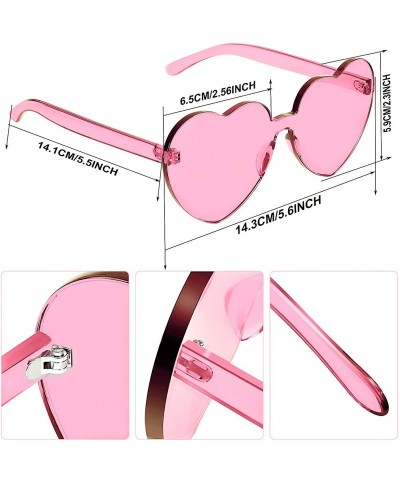 Rimless Heart Shaped Sunglasses Rimless Heart Transparent Colored Glasses - Hot Pink- Light Pink - CV196SY87O9 $9.34