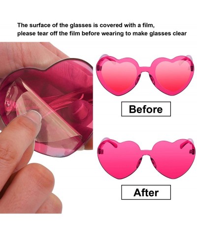 Rimless Heart Shaped Sunglasses Rimless Heart Transparent Colored Glasses - Hot Pink- Light Pink - CV196SY87O9 $9.34