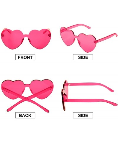 Rimless Heart Shaped Sunglasses Rimless Heart Transparent Colored Glasses - Hot Pink- Light Pink - CV196SY87O9 $9.34