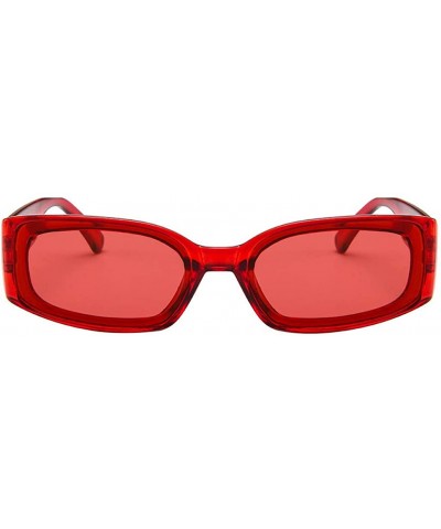 Sport Women Narrow Oval Sunglasses Square Frame Shades Sports UV400 SunGlasses Goggles Eyeglasses - Red - CA18U8A0H3S $9.53