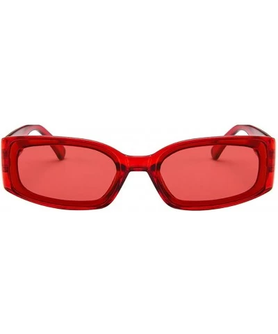 Sport Women Narrow Oval Sunglasses Square Frame Shades Sports UV400 SunGlasses Goggles Eyeglasses - Red - CA18U8A0H3S $18.34