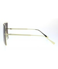 Shield Hip Hop Hard Oversize Shield Exposed Lens Retro Sunglasses - Gold Gradient Brown - CN18QMRQU53 $23.45