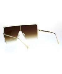 Shield Hip Hop Hard Oversize Shield Exposed Lens Retro Sunglasses - Gold Gradient Brown - CN18QMRQU53 $23.45