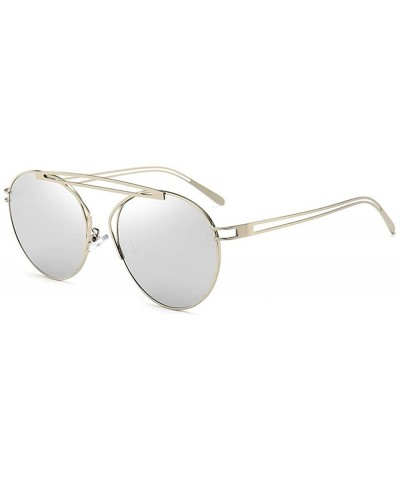 Oval Small Oval Vintage Sun Glasses Retro Punk Metal Frame Color Tinted Shades - Silver - CQ18LNTM58Z $15.87