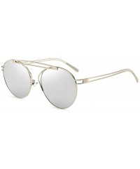 Oval Small Oval Vintage Sun Glasses Retro Punk Metal Frame Color Tinted Shades - Silver - CQ18LNTM58Z $15.87