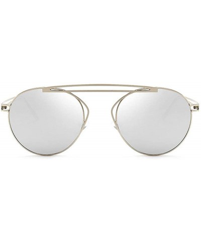 Oval Small Oval Vintage Sun Glasses Retro Punk Metal Frame Color Tinted Shades - Silver - CQ18LNTM58Z $15.87