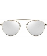 Oval Small Oval Vintage Sun Glasses Retro Punk Metal Frame Color Tinted Shades - Silver - CQ18LNTM58Z $15.87