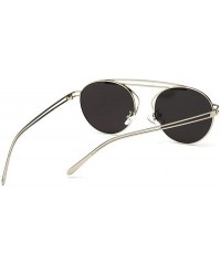 Oval Small Oval Vintage Sun Glasses Retro Punk Metal Frame Color Tinted Shades - Silver - CQ18LNTM58Z $15.87