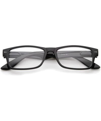 Rectangular Casual Horn Rimmed Clear Lens Rectangular Glasses 51mm - Black / Clear - CA12MYYW3CY $17.84