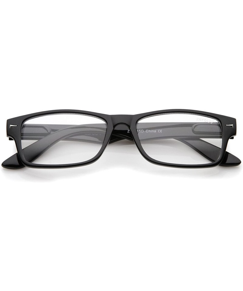 Rectangular Casual Horn Rimmed Clear Lens Rectangular Glasses 51mm - Black / Clear - CA12MYYW3CY $7.23