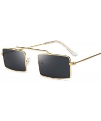 Square Square Purple Sunglasses Women Trend Metal Frame Small Sun Glasses Female Vintage Rectangular Skinny - Goldyellow - CY...