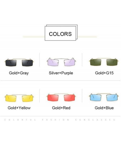 Square Square Purple Sunglasses Women Trend Metal Frame Small Sun Glasses Female Vintage Rectangular Skinny - Goldyellow - CY...