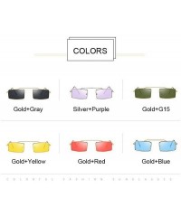 Square Square Purple Sunglasses Women Trend Metal Frame Small Sun Glasses Female Vintage Rectangular Skinny - Goldyellow - CY...