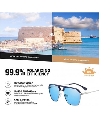 Rimless Rimless Polarized Gradient Lens Sunglasses for Men Driving Sun Glasses UV400 - C2blue - CX199HQ9D32 $10.99