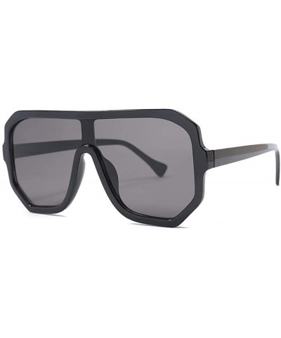 Oversized One Lens Oversized Square Sunglasses Men Women Fashion Shades C1 Black Black - C1 Black Black - CH18YR79STT $20.19
