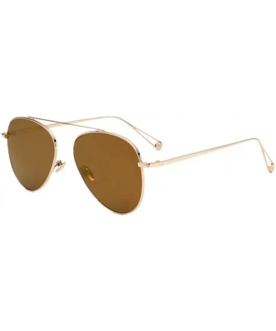 Aviator Women Flat Aviation UV400 Sunglass Men Mirrored Glasses Panel Shade Eyewear - Gold - C21834DSMTR $19.83