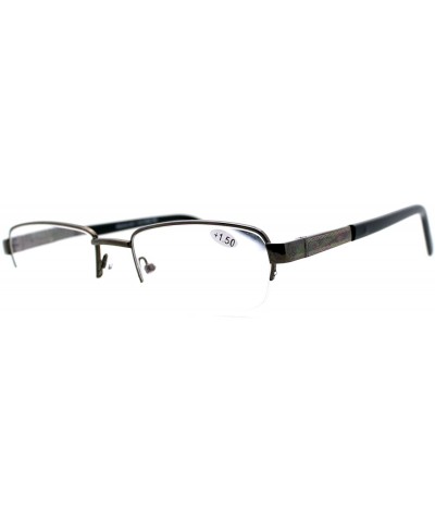 Rectangular Reading Glasses Magnified Lens Half Rim Rectangular Spring Hinge - Gunmetal - CT1889A5Q3E $17.97